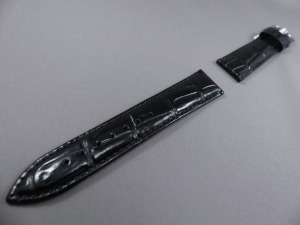 Horlogeband zwart Alligator print