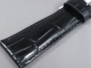 Horlogeband zwart Alligator print