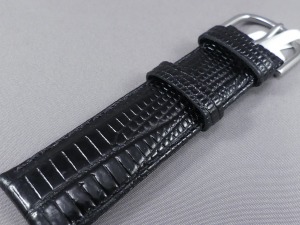 horlogeband zwart hagedis print
